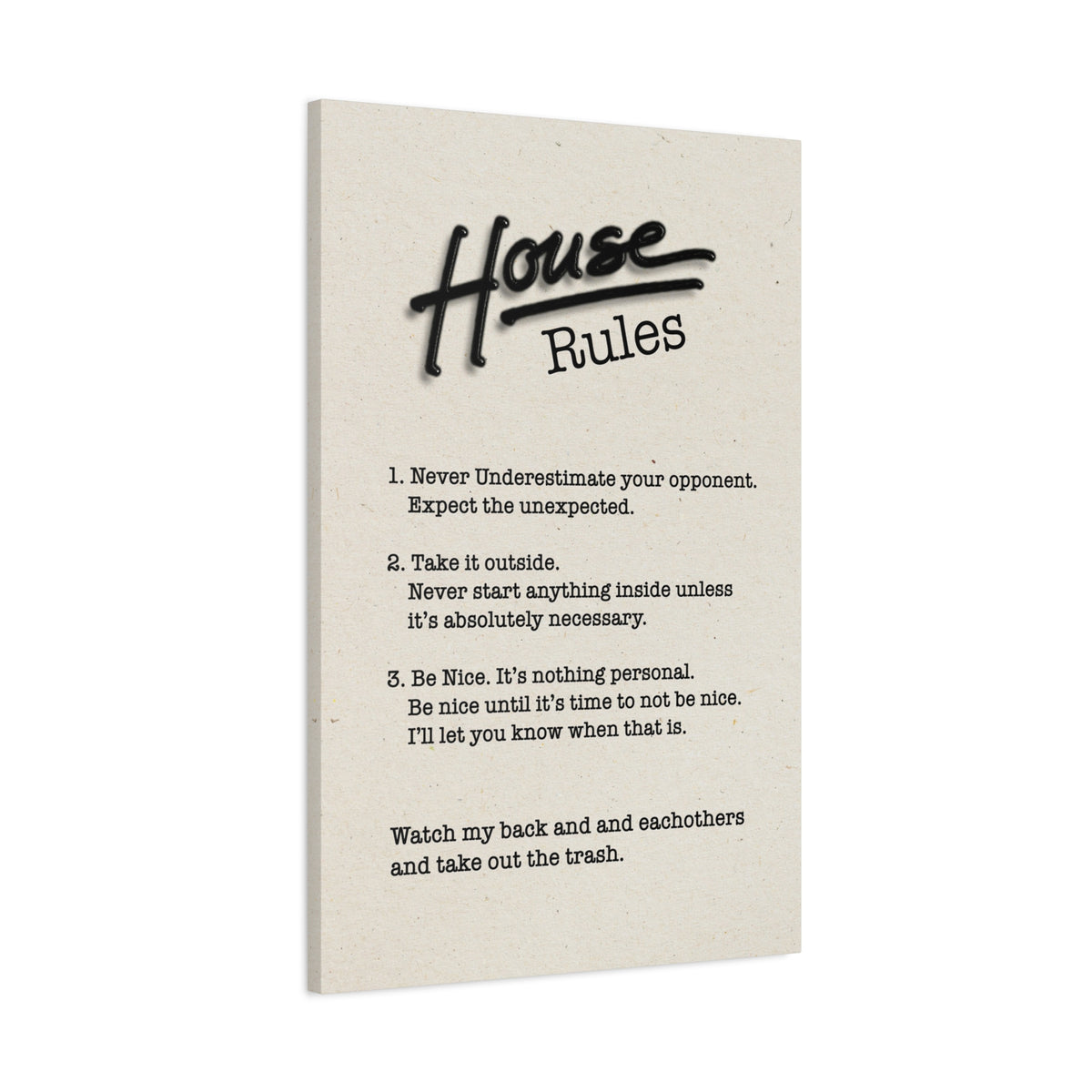 Road House Rules Canvas