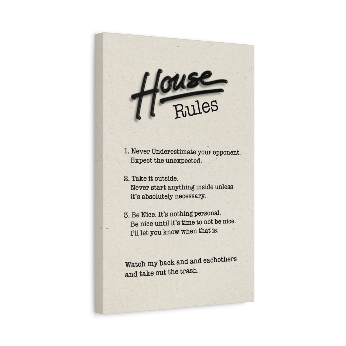 Road House Rules Canvas